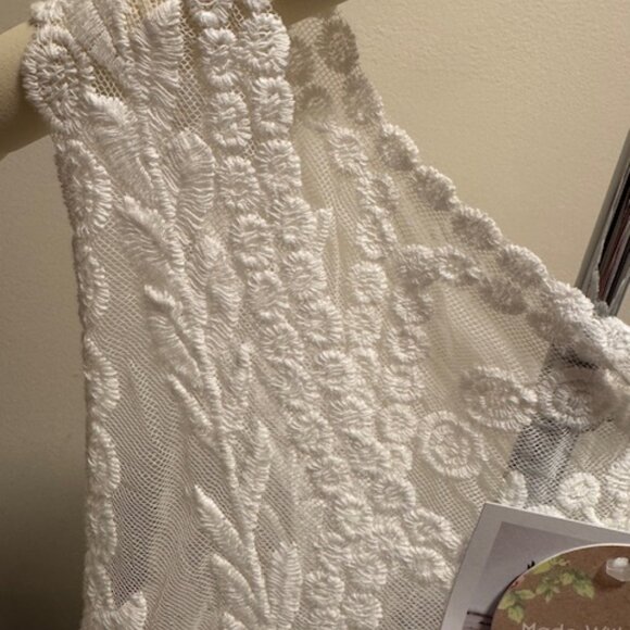 Handmade Lace Trim Tank Top Camisole Shell Scoop-Neck Bohemian Medium - Picture 6 of 10